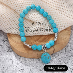 A Stylish And Elegant Women's Bracelet Set With Natural Turquoise And Infinite Symbols - Perfect Gift For Best Friends