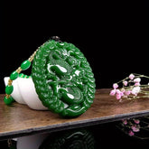 Bohemian Green Jade Dragon Pendant for Wealth & Prosperity - Lunar New Year Gift with Protective Powers