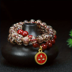 Men's Cinnabar Stone Beaded Necklace for Grounding, Vitality & Spiritual Protection