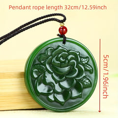Green Jade Rose Pendant for Unconditional Love, Emotional Healing & Heart Chakra Balance