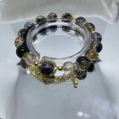 Bohemian Gradient Amethyst Bracelet with Golden Star Charms for Spiritual Energy & Everyday Elegance