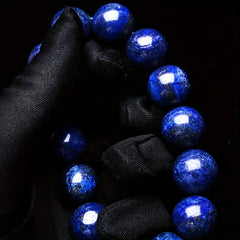 Vintage Elegant Blue Lapis Lazuli Beaded Bracelet - March Birthstone for Daily Wear & Mardi Gras