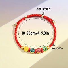 Chinese New Year Woven Bracelet - Peace & Joy Symbols for Lucky Couples & Friends Gift