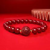 Dragon Cinnabar Bracelet - Unisex Couple Beaded Jewelry for Protection & Strength