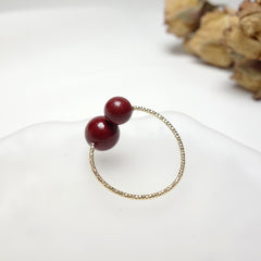 Cinnabar Good Luck Ring - High Content Red Stone for Prosperity & Protection