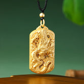 Gold-Plated Dragon Pendant - Symbol of Power & Prosperity with Adjustable Cord