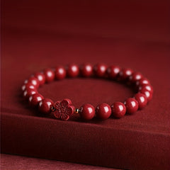 Natural Jet Bead Bracelet Golden Floral Charm December Birthstone Prosperity Energy Heartfelt Gift