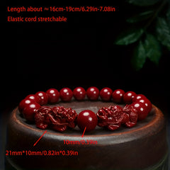 Cinnabar Pixiu Bracelet - Vintage Red Beaded Jewelry for Energy & Protection