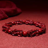 Elegant Cinnabar Dragon Bracelet - Red Energy for Wealth & Protection | Spiritual Harmony Jewelry