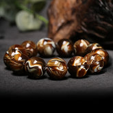 10-12mm Wax Bead Fossil Bracelet for Ancient Wisdom & Grounding Energy - Daily Wear & Gift