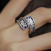 Floral Adjustable Ring – Vintage Copper Botanical Jewelry for Spiritual Protection & Harmony