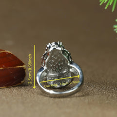 Green Chalcedony Gourd Women's Ring for Vitality & Emotional Balance | Adjustable Statement Jewelry