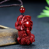 Cinnabar Pixiu Pendant Necklace - Spiritual Protection Energy for Men's Style
