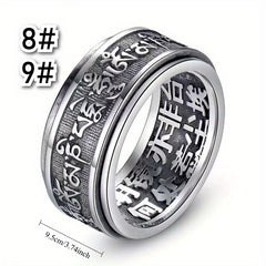 1pc Feng Shui Ring Sanskrit Mantra Spinning Ring Protection Wealth Lucky Ring Amulet Jewelry High Quality Ring