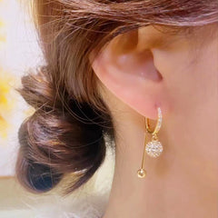 Elegant Rhinestone Statement Earrings with Positive Energy - Comfortable Clip-On Design for Daily Wear