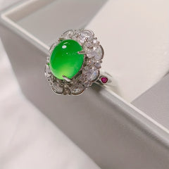 Premium Green Agate Cocktail Ring | Vintage-Inspired Floral Design for Prosperity & Emotional Balance