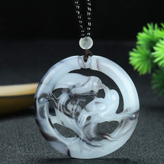 Natural Agate Magpie & Plum Blossom Pendant for Joy, Good Fortune, and Resilience