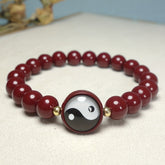 Elegant Cinnabar Tai Chi Beaded Bracelet - Good Luck & Wealth Attraction for Men