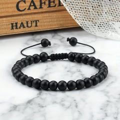 Elegant Vintage Black Matte Stone Bracelet - Grounding Energy for Daily Wear