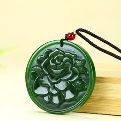 Green Jade Rose Pendant for Unconditional Love, Emotional Healing & Heart Chakra Balance