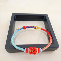 Dragon Boat Festival Peach Blossom Rope Bracelet - Hand-Woven Adjustable Bracelet for Love & Good Luck