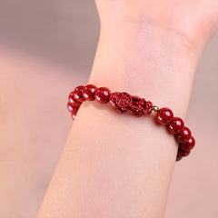 Elegant Cinnabar Stone Bracelet with Lucky Frog Charm - Protection & Prosperity Energy for Women
