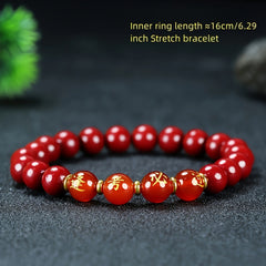 Men's Cinnabar Good Luck Bracelet for Exams and Success Spiritual Protection