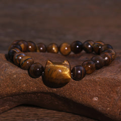 Elegant Cute Cat Head Bracelet - Natural Stone Energy for Daily Wear & Gifting