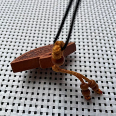 Peach Wood Protection Pendant Five Blessings Amulet for Good Fortune, Health & Spiritual Harmony