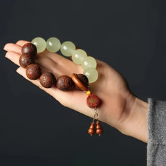 Sandalwood Pear Wood Luminous Beads Buddha Bracelet - Fortune Word for Spiritual Harmony & Mindful Living