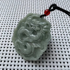 Green Jade Dragon Pendant - Unisex Zodiac Talisman for Harmony & Spiritual Protection