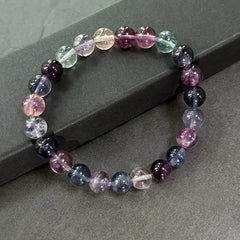 Natural Rainbow Fluorite Bracelet - Bohemian Spiritual Meditation Accessory for Clarity & Energy Protection