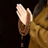 108 Natural Sandalwood Prayer Beads Mala – Spiritual Energy, Mindfulness & Meditation for Harmony, Protection & Positive Vibrations