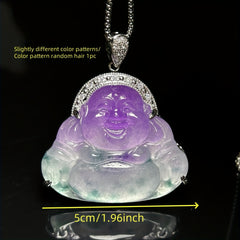 Vintage Lavender Jade Budai Pendant Necklace for Happiness, Prosperity & Spiritual Gifts