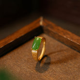 Gold-Plated Minimalist Ring with Green Stone - Enhances Harmony & Prosperity | November Birthstone Daily Wear