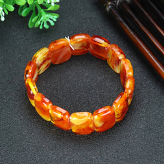 Natural Blood Silk Peridot Beaded Bracelet for Abundance & Emotional Healing