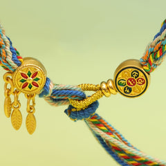Bohemian Leaf Tassel Bracelet — Rainbow Harmony, Protection & Joy Energy Bracelet