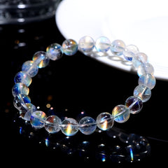 10mm Natural White Moonlight Stone Bracelet for Celestial Energy & Emotional Balance