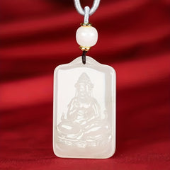 Natural White Jade Guanyin Pendant for Spiritual Protection, Compassion, and Elegance
