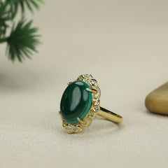 Natural Malachite Saddle Ring for Emotional Healing and Protection