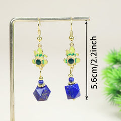 Matte Silver & Lapis Lazuli Geometric Drop Earrings — A Quiet Anchor for the In-Between Years