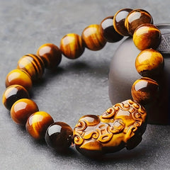 Natural Tiger Eye Stone Bracelet - Brown Beaded Unisex Jewelry for Energy Balance & Protection | August Birthstone Gift for Mind-Body-Spirit Harmony