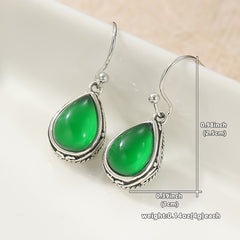 Bohemian Retro Green Tear Drop Earrings: Elegant Copper with Moonstone Accents for Casual Wear & Spiritual Harmony