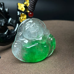 Floating Green Quartz Buddha Pendant for Emotional Healing, Inner Peace & Abundance
