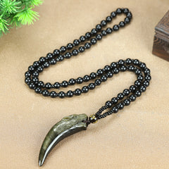 Vintage Boho Wolf Tooth Pendant Necklace - Protective Energy for Daily Wear & Vacation