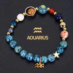 Cosmic Galaxy Eight Planets Zodiac Bracelet Astrological Energy Balance Daily Wear