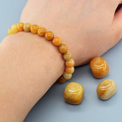 Yellow Stone Elastic Bracelet - Natural Stone Energy for Daily Wear & Preppy Sporty Style