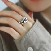 Adjustable Floral Ring for Valentine’s Day – Bohemian Copper Jewelry with Spiritual Symbolism & Hypoallergenic Design