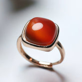 Square Natural Stone Inlay Couple Ring - Beach Party Energy for Men & Wome