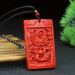 Red Cinnabar Dragon Pendant for Luck, Protection, and Spiritual Power